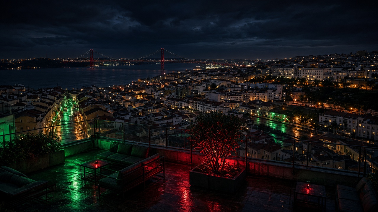 Lisboa à noite vista da margem
